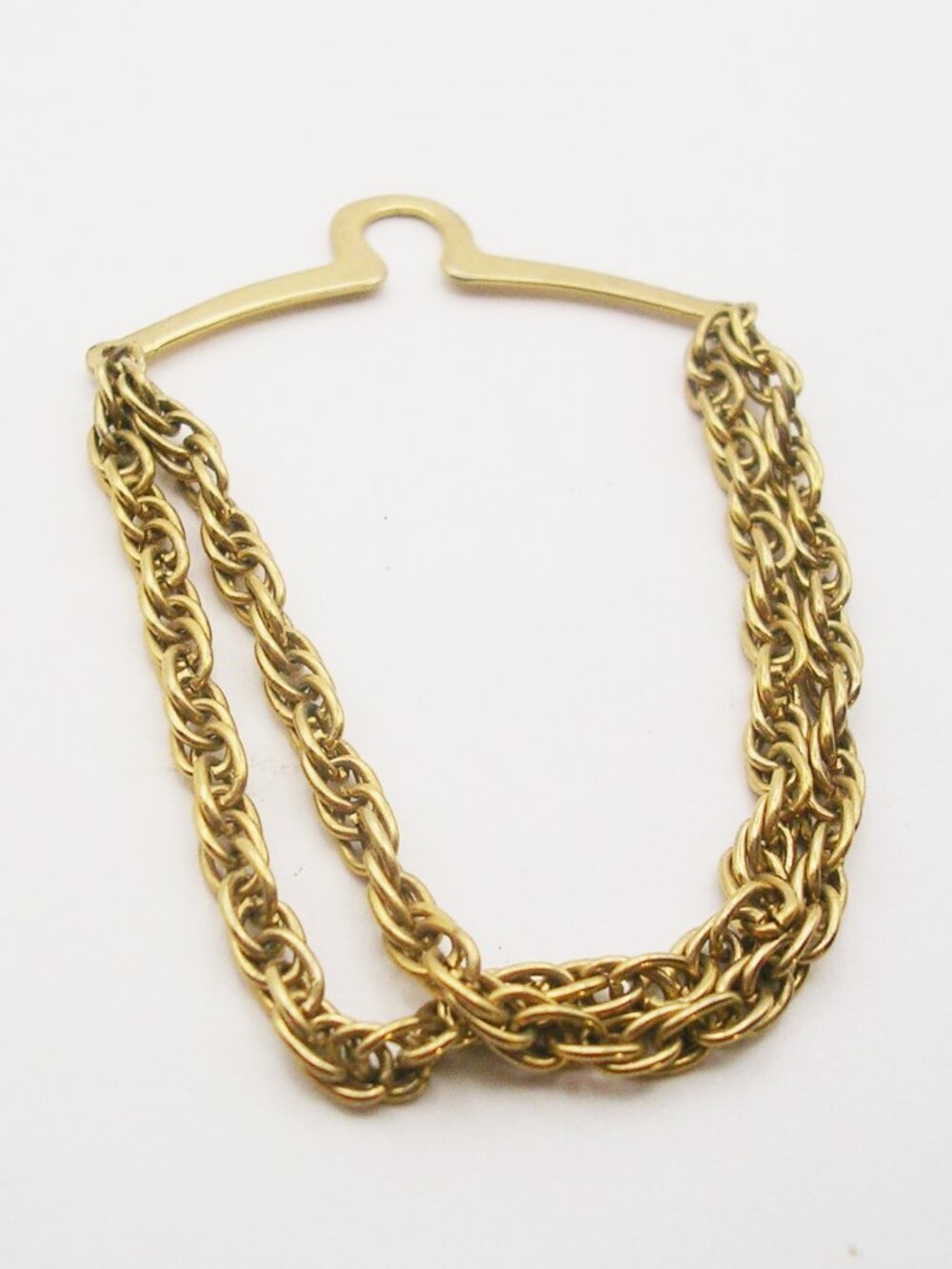 Vintage Tie Chain over Button Style gold tone double strand Suit Accessory